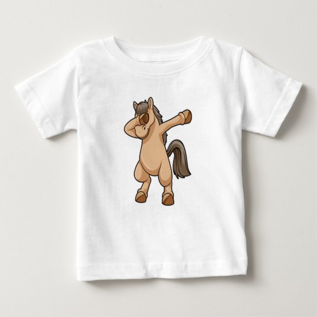 T-shirt Pour Bébé Cheval à la danse hip hop dab (Devant)