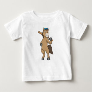 T-shirt Pour Bébé Cheval au baseball avec batte de baseball