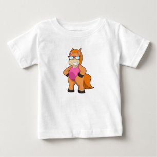 T-shirt Pour Bébé Cheval avec des lunettes de soleil