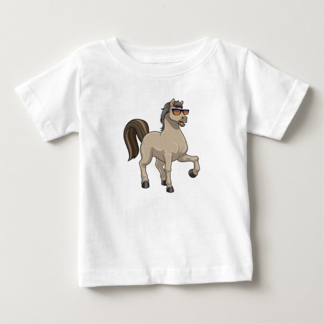 T-shirt Pour Bébé Cheval avec Lunettes de Soleil (Devant)