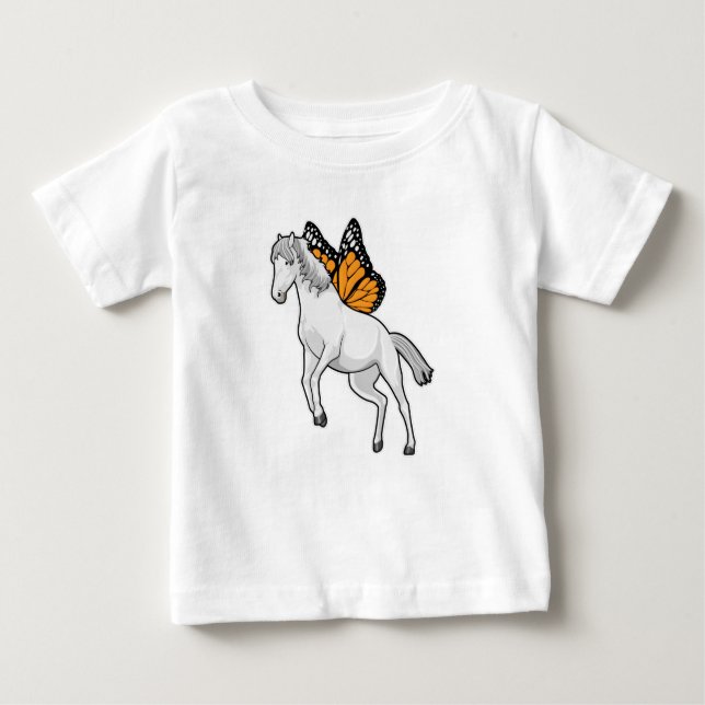 T-shirt Pour Bébé Cheval avec papillon (Devant)