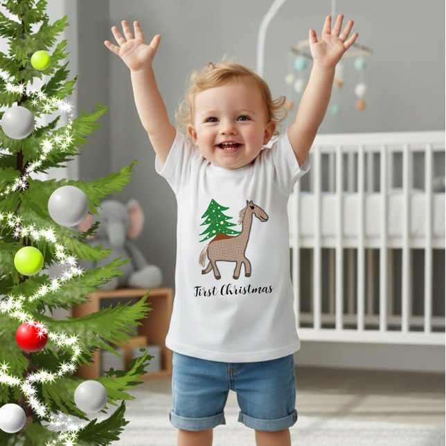 T-shirt Pour Bébé Cheval avec sapin de Noël (Créateur téléchargé)