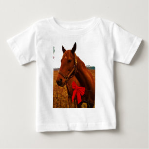 T-shirt Pour Bébé Cheval avec un ruban rouge