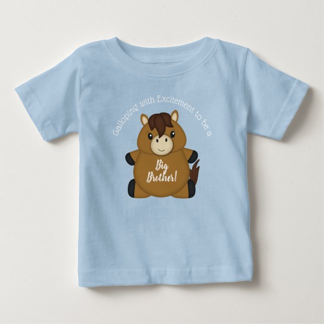 T-shirt Pour Bébé Cheval Baby shower Blue Boy (Devant)
