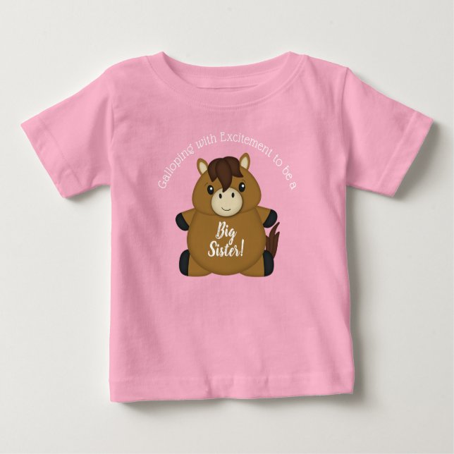 T-shirt Pour Bébé Cheval Baby shower fille rose (Devant)