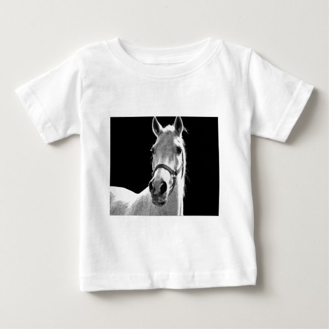 T-shirt Pour Bébé Cheval BW (Devant)