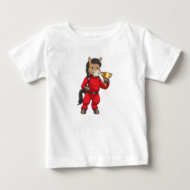 T-shirt Pour Bébé Cheval comme champion avec trophée (Devant)