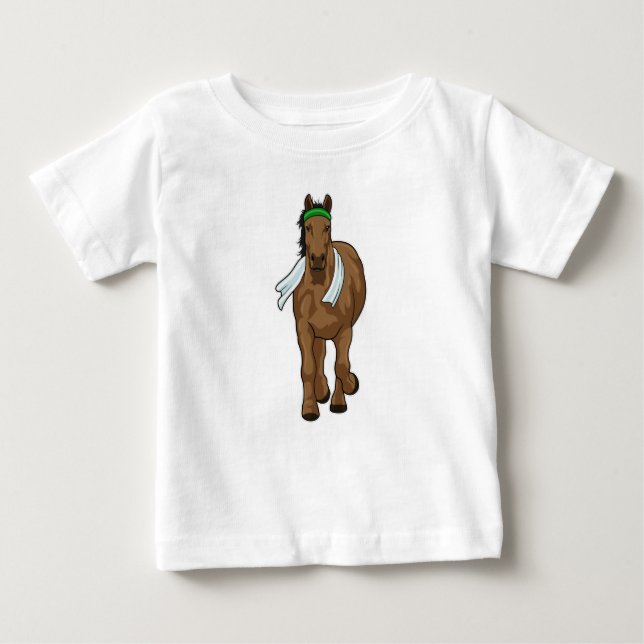 T-shirt Pour Bébé Cheval comme coureur avec serviette (Devant)