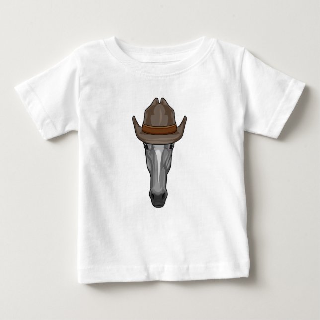 T-shirt Pour Bébé Cheval comme Cowboy avec Casquette (Devant)