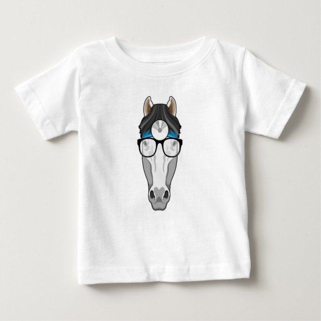 T-shirt Pour Bébé Cheval comme docteur avec lunettes (Devant)