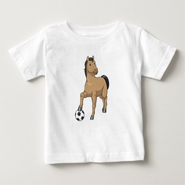 T-shirt Pour Bébé Cheval comme joueur de football avec Soccer (Devant)