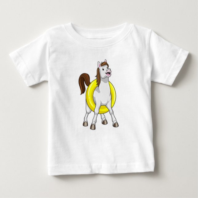 T-shirt Pour Bébé Cheval comme nageur avec Lifebouy (Devant)