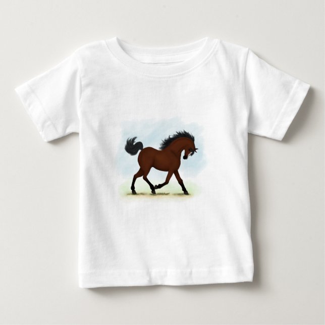 T-shirt Pour Bébé Cheval De Baie Avec Lame (Devant)