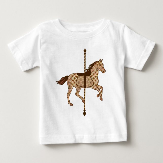 T-shirt Pour Bébé Cheval de carrousel - Chocolat Brown et Tan (Devant)