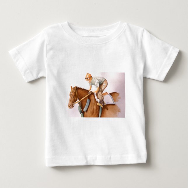 T-shirt Pour Bébé Cheval de course et Jockey (Devant)