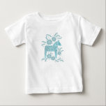 T-shirt Pour Bébé Cheval de Dala suédois Vert Turquoise<br><div class="desc">Illustration traditionnelle suédoise Dala Horse en vert turquoise. Parfait pour les petits Vikings.</div>