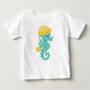T-shirt Pour Bébé Cheval de mer mignon, Cheval de mer vert, Cheval d