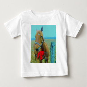 T-shirt Pour Bébé Cheval de Noël rétro