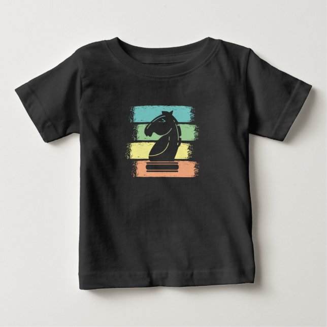 T-shirt Pour Bébé Cheval d'échecs Rétro (Devant)