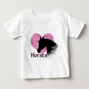 T-shirt Pour Bébé Cheval du Coeur (camo rose)