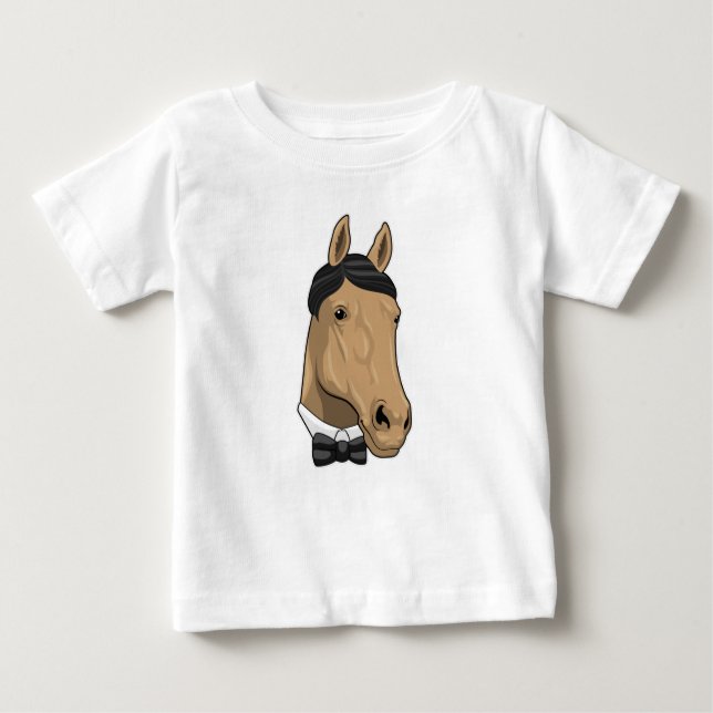 T-shirt Pour Bébé Cheval en Gentleman avec cravate de Bow (Devant)