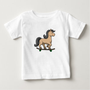 T-shirt Pour Bébé Cheval en patineur avec skateboard