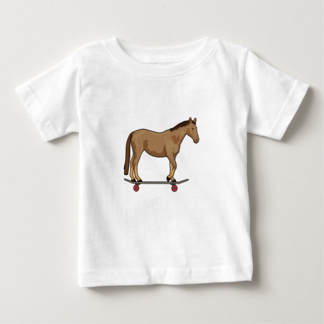 T-shirt Pour Bébé Cheval en patineur sur skateboard (Devant)