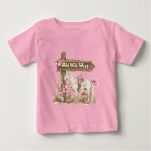 T-shirt Pour Bébé Cheval floral rose Far West floral