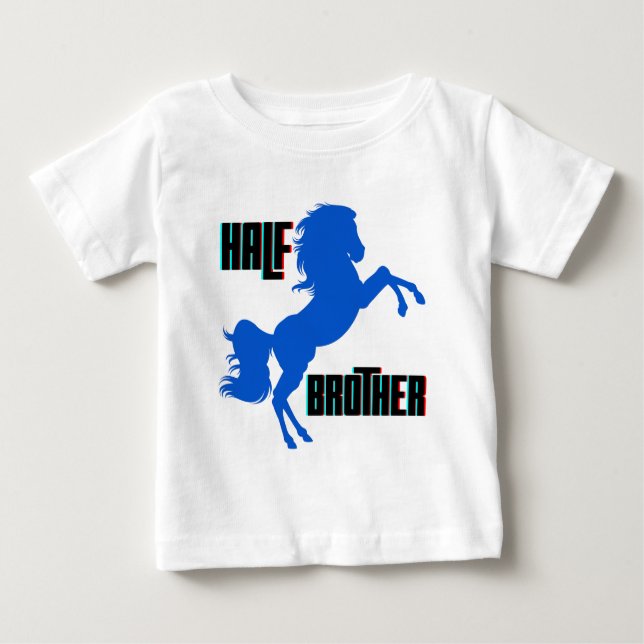 T-shirt Pour Bébé Cheval Frère de Demi-frère Se Cabre (Devant)
