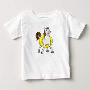 T-shirt Pour Bébé Cheval nageur avec bouée de sauvetage