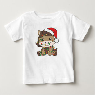 T-shirt Pour Bébé Cheval Noël Animaux d'hiver Chevaux de vacances