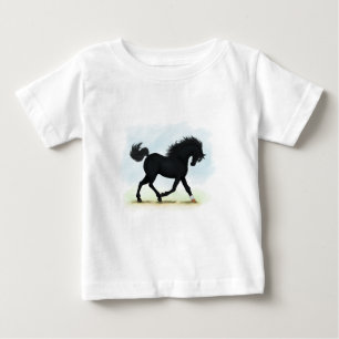 T-shirt Pour Bébé Cheval noir avec étoile et chaussette (Black Beaut