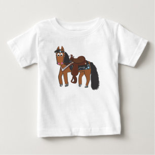 T-shirt Pour Bébé Cheval occidental de bande dessinée mignonne