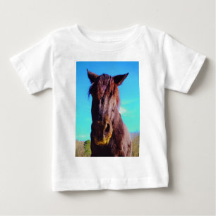 T-shirt Pour Bébé Cheval pourpre avec Bouche verte