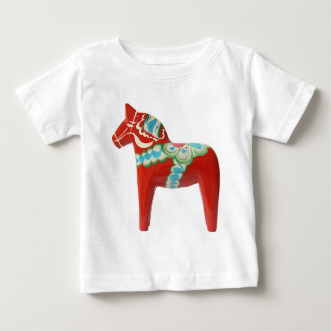 T-shirt Pour Bébé Cheval rouge de Dala de Suédois (Devant)