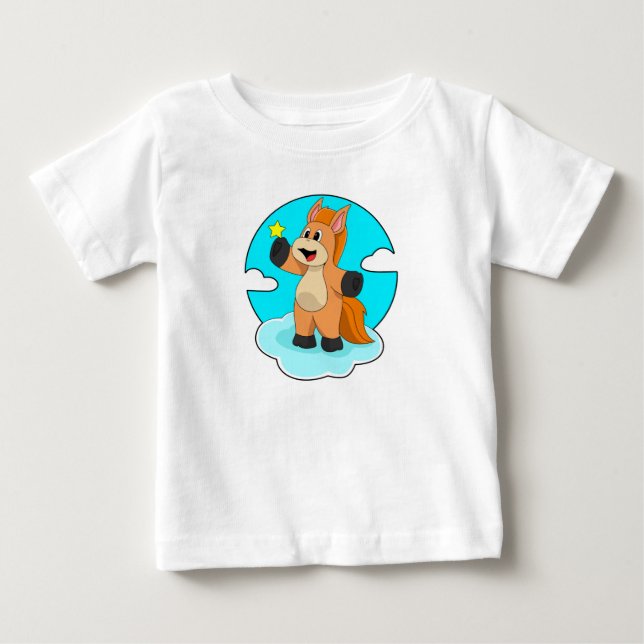 T-shirt Pour Bébé Cheval sur les nuages (Devant)