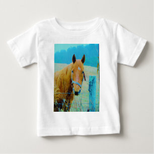 T-shirt Pour Bébé Cheval teinté par bleu de denim
