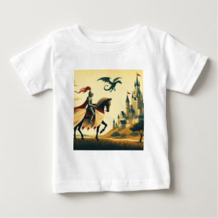 T-shirt Pour Bébé Chevalier médiéval/dragon/château fantastique