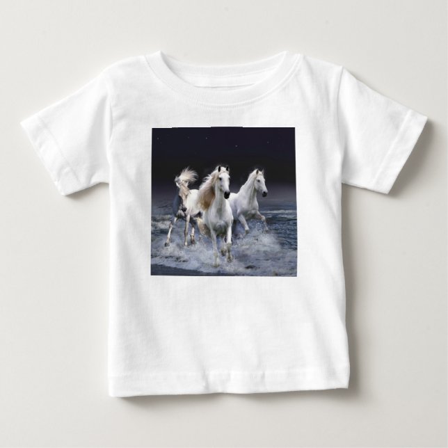 T-shirt Pour Bébé Chevaux à lancer l'oreiller (Devant)