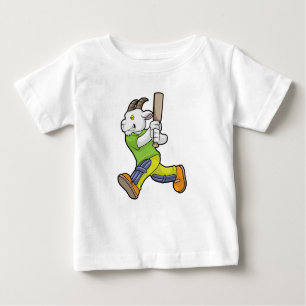T-shirt Pour Bébé Chèvre comme Batsman avec chauve-souris de cricket