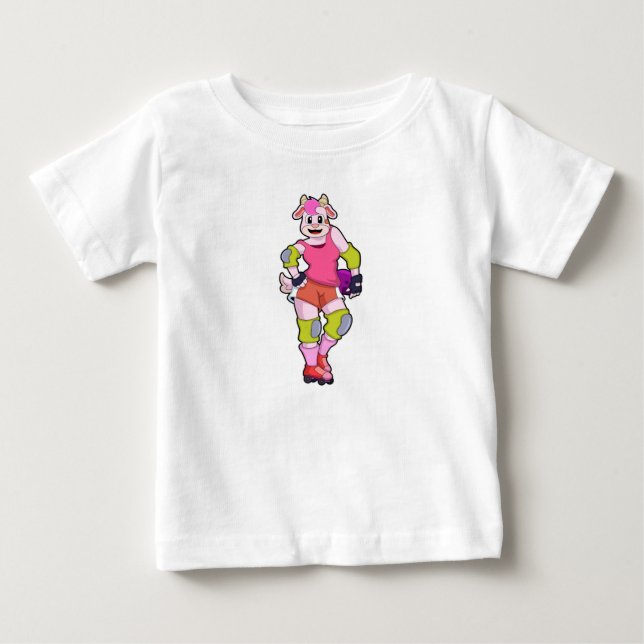 T-shirt Pour Bébé Chèvre comme Patinage en ligne avec Patins en lign (Devant)