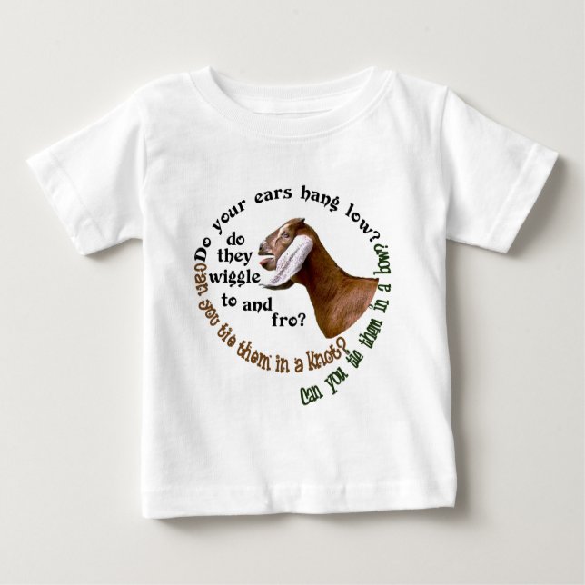 T-SHIRT POUR BÉBÉ CHÈVRE DE NUBIAN - VOS OREILLES ACCROCHENT-ELLES (Devant)