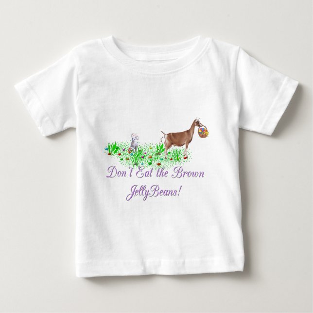 T-shirt Pour Bébé Chèvre Ne mangez pas les haricots Brown à la gelée (Devant)