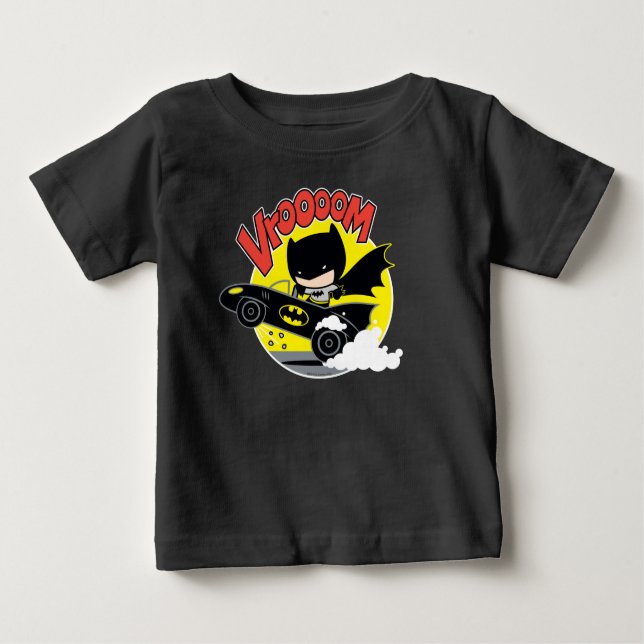 T-shirt Pour Bébé Chibi Batman Dans Le Batmobile (Devant)