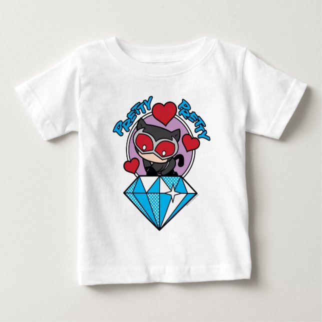 T-shirt Pour Bébé Chibi Catwoman assise Sur Le Grand Diamant (Devant)