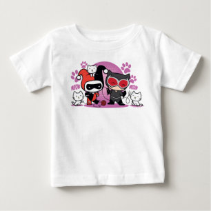 T-shirt Pour Bébé Chibi Harley Quinn Et Chibi Catwoman Avec Des Chat