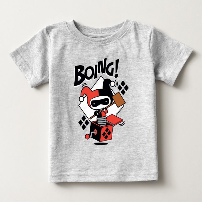 T-shirt Pour Bébé Chibi Harley-Quinn-In-A-Box Avec Marteau (Devant)