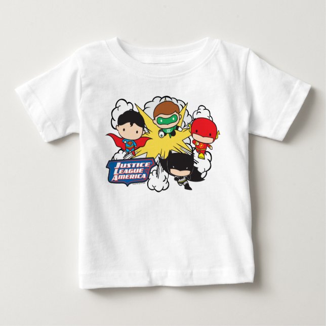 T-shirt Pour Bébé Chibi Justice League of America Explosion (Devant)
