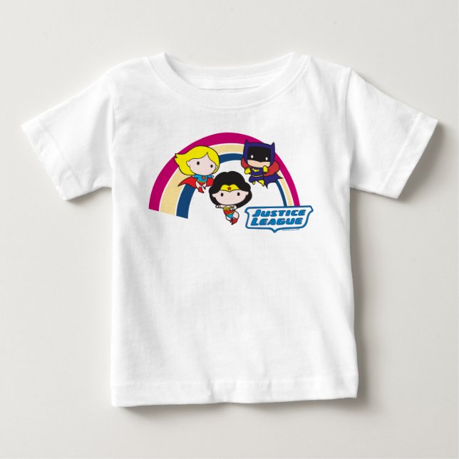 T-shirt Pour Bébé Chibi Justice League Rainbow (Devant)