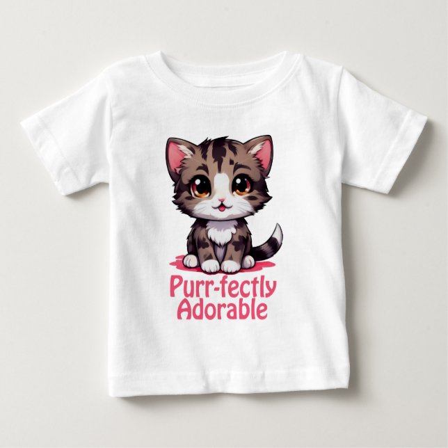 T-shirt Pour Bébé Chibi Kawaii Kitten Purr parfaitement adorable en  (Devant)